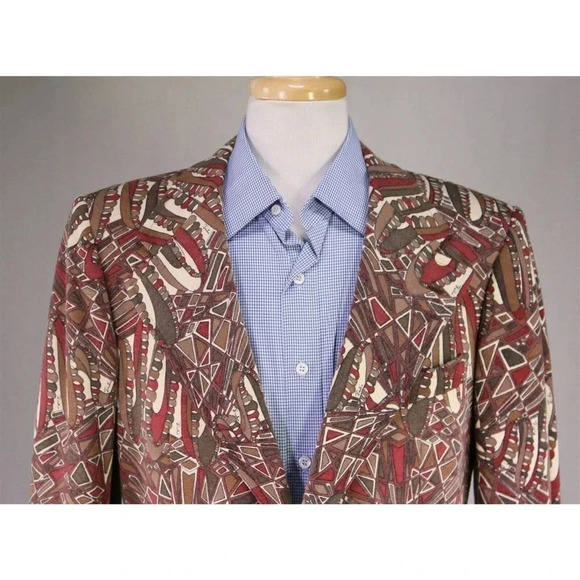 Emilio Pucci x Ermenegildo Zegna Vintage Wild Pattern MCM Blazer Jacket 42R - Picture 3 of 9